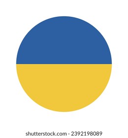 The flag of Ukraine. Button flag icon. Standard color. Circle icon flag. Computer illustration. Digital illustration. Vector illustration.