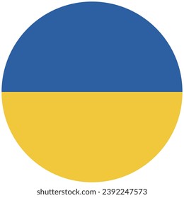 The flag of Ukraine. Button flag icon. Standard color. Circle icon flag. Computer illustration. Digital illustration. Vector illustration.