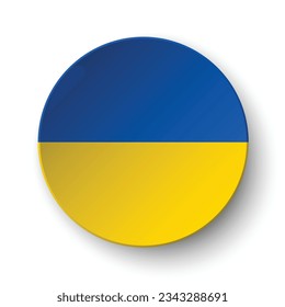 The flag of Ukraine. Circle icon flag. Button flag icon. Standard color. 3d illustration. Computer illustration. Digital illustration. Vector illustration.