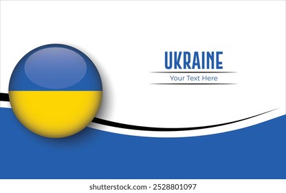 Bandera de Ucrania Círculo aislado sobre fondo blanco con texto. Anuncio, Póster, Vector, Plantilla, Maqueta, Fondo, Redes Sociales, Publicación, 3D.