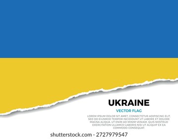 Bandera de Ucrania. Creativo efecto de borde de papel rasgado sobre fondo transparente con irregularidades irregulares. Una apariencia tridimensional con sombras realistas, como si hubiera sido rasgada para revelar una superficie blanca debajo