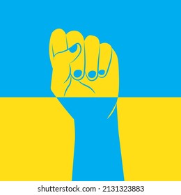 Flag of Ukraine with a fist, strength and patriotism of Ukraine