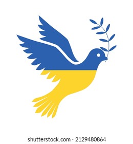 Flag of Ukraine in the form of a dove of peace. The concept of peace in Ukraine. Vector illustration isolated on white background for design and web.