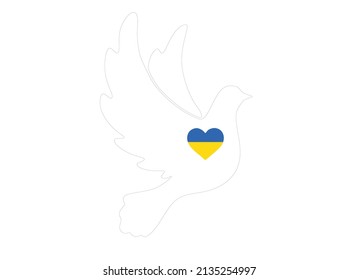 Flag of Ukraine in the form of a dove of peace. Stop the war in Ukraine. 