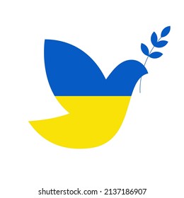 Flag of Ukraine in form of a dove of peace. Concept of peace in Ukraine.