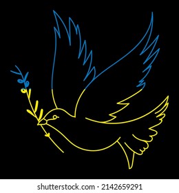 Flag of Ukraine in the form of a dove of peace. The concept of peace in Ukraine. Vector illustration isolated on background for design and web.