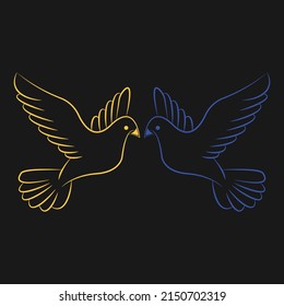 Flag of Ukraine in the form of a dove of peace. The concept of peace in Ukraine. Vector illustration isolated on white background