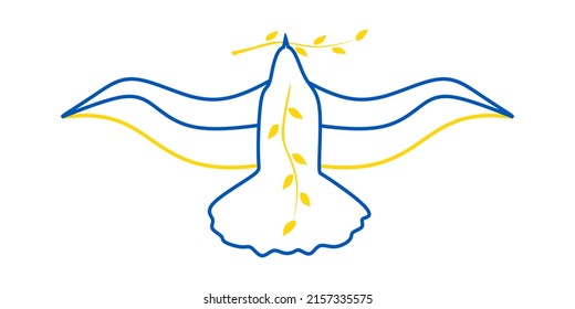 Flag of Ukraine in the form of a dove of peace. The concept of peace in Ukraine. Vector illustration isolated on white background for design and web