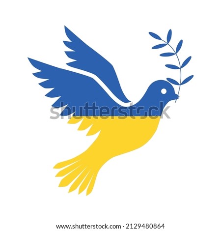 Flag of Ukraine in the form of a dove of peace. The concept of peace in Ukraine. Vector illustration isolated on white background for design and web.