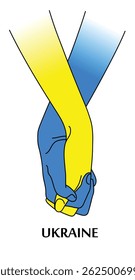 Flag of Ukraine in the form of holding hands