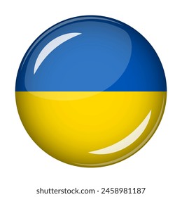 Flag of Ukraine in the form of a round shaped icon. Abstract concept. The national flag is convex in shape. Vector illustration