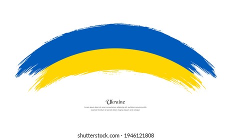 Flag of Ukraine in grunge style stain brush with waving effect on isolated white background
