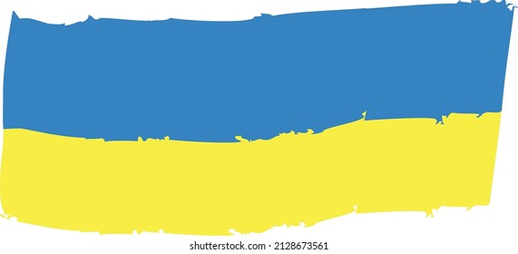 Flag of Ukraine hand drawn, brush stroke, yellow-blue flag on a white background