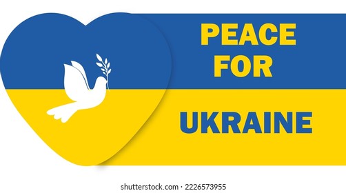 Bandera Ucrania Corazón de paz para Ucrania. Vector