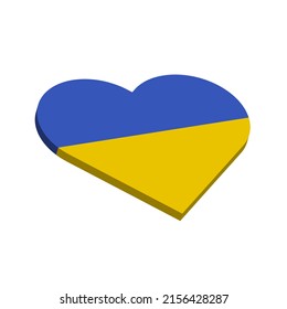 flag of ukraine heart shape, love ukraine, 3d