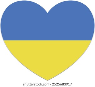 The flag of Ukraine. Heart-shaped flag icon. Standard color. Heart icon flag. Computer illustration. Digital illustration. Vector illustration.