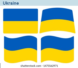 Flag of Ukraine. Flag icon set of four different shapes. Vector Illustration.

