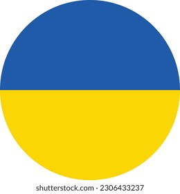 The flag of Ukraine. Flag icon. Standard color. Round flag. Computer illustration. Digital illustration. Vector illustration.