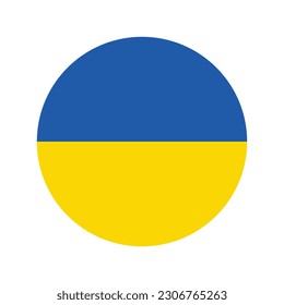 The flag of Ukraine. Flag icon. Standard color. Round flag. Computer illustration. Digital illustration. Vector illustration.