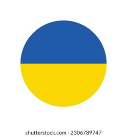 The flag of Ukraine. Flag icon. Standard color. Round flag. Computer illustration. Digital illustration. Vector illustration.