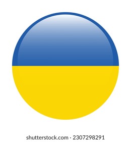 The flag of Ukraine. Flag icon. Standard color. Round flag. 3d illustration. Computer illustration. Digital illustration. Vector illustration.