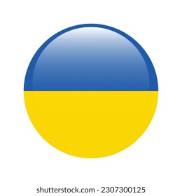 The flag of Ukraine. Flag icon. Standard color. Round flag. 3d illustration. Computer illustration. Digital illustration. Vector illustration.