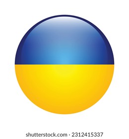 The flag of Ukraine. Flag icon. Standard color. Round flag. Computer illustration. Digital illustration. Vector illustration.