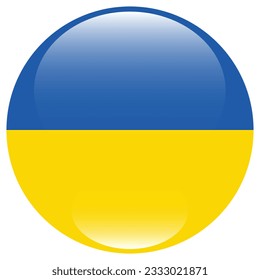 The flag of Ukraine. Flag icon. Standard color. Circle icon flag. 3d illustration. Computer illustration. Digital illustration. Vector illustration.