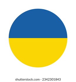 The flag of Ukraine. Flag icon. Standard color. Circle icon flag. 3d illustration. Computer illustration. Digital illustration. Vector illustration.