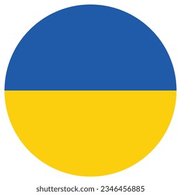 The flag of Ukraine. Flag icon. Standard color. Circle icon flag. 3d illustration. Computer illustration. Digital illustration. Vector illustration.