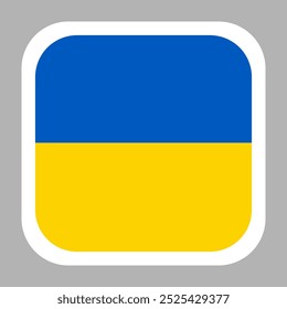 The flag of Ukraine. Flag icon. Standard color. flat vector square with rounded corners. Computer illustration. Digital illustration. Vector illustration