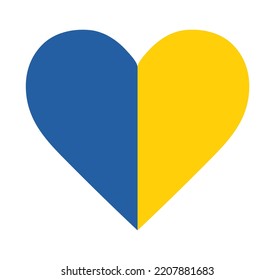 Flag of Ukraine inside a heart shape. Ukraninan country symbol.