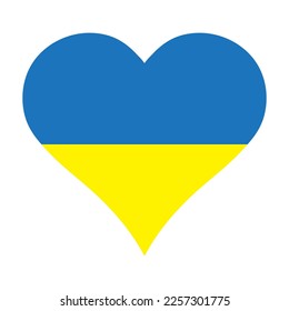 Flag of Ukraine inside a heart shape. Ukraninan country symbol.