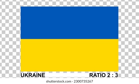 flag of ukraine isolated on transparent background proportion 2:3 original color. vector illustration. 