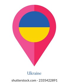 Flag of Ukraine, Flag of Ukraine Map pointer icon. Vector illustration flag pointer.