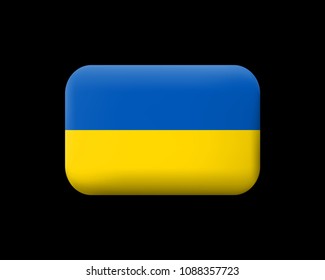 Flag of Ukraine. Matted Vector Icon and Button. Rectangular Shape with Rounded Corners