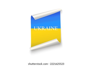 Flag of Ukraine. National symbol. Ukraine flag. Ukrainian flag symbol. Blue and yellow illustration. Stock vector illustration. Ukraine war vector icon set, scroll. 