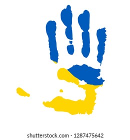 flag of Ukraine on hand
