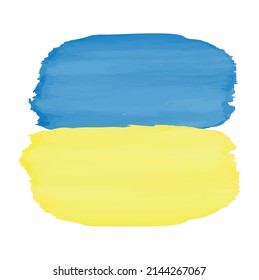Bandera de Ucrania en un poste.Plantilla de bandera vector ucraniana.Aislada en un fondo blanco.