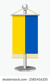 Flag of Ukraine on white background. Vector 3d illustration