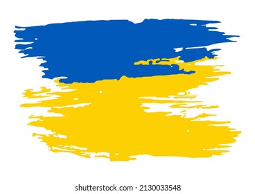 The flag of Ukraine is painted with paint. Paint, stain, blot