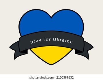 Flag of Ukraine. Pray for Ukraine, Concept Vector Illustration. Stop War and No War. Pray for Peace and Save Ukraine