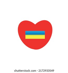 bandera de Ucrania en el corazón rojo
