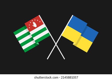 Flag of Ukraine and the Republic of Abkhazia in national colors. Help and support from friendly countries. Flat minimal graphic design.