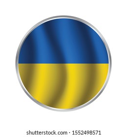 Flag of Ukraine as round glossy icon. Button with Ukrainian flag, Ukraine national flag.