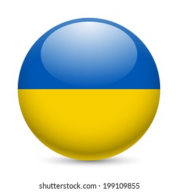 Flag of Ukraine as round glossy icon. Button with Ukrainian flag