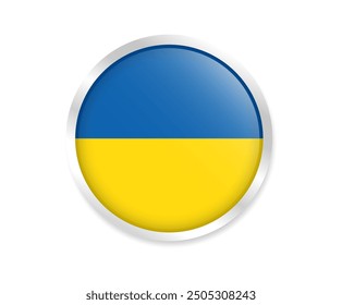 Bandera de Ucrania. Bandera redonda. Icono de la bandera. Logotipo de la bandera del círculo Ilustración vectorial EPS