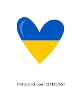 Flag of Ukraine in the shape of a heart. Set of vector icons. Vector illustration