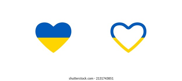 Flag of Ukraine in the shape of a heart. Stop war. Vector isolated icon in flat style
