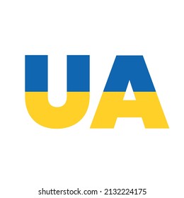 Flagge der Ukraine in Form des Buchstaben UA im Vektorformat